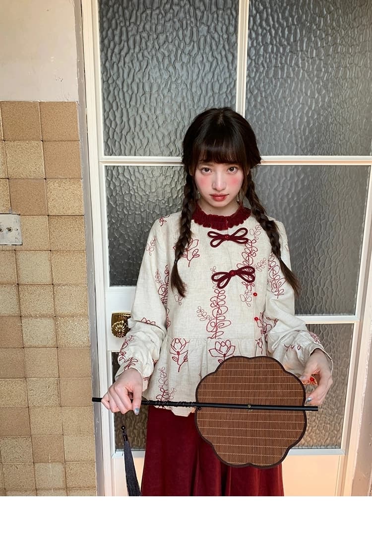 Китайская блузка с вышивкой "Хайтан" детальное фото 10