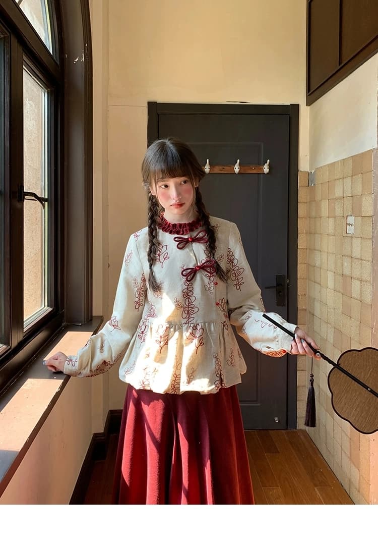 Китайская блузка с вышивкой "Хайтан" детальное фото 7