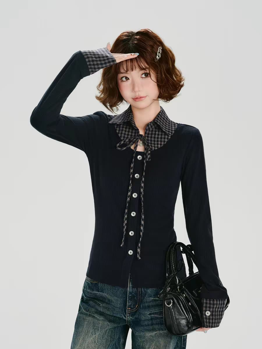 Двухслойный лонгслив-обманка