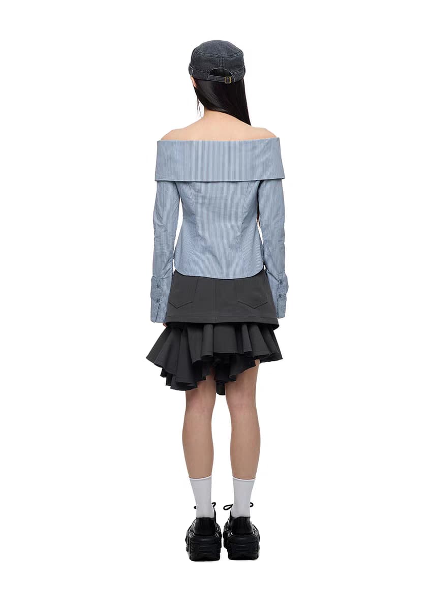 Блуза "Лавровая ночь" с бантом и открытыми плечами детальное фото 14