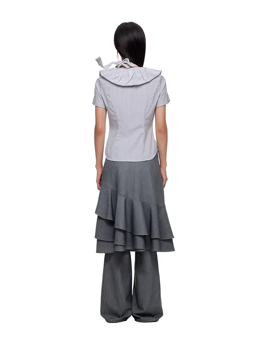 Блуза "Поющий можжевельник" с галстуком и воланами детальное фото 17