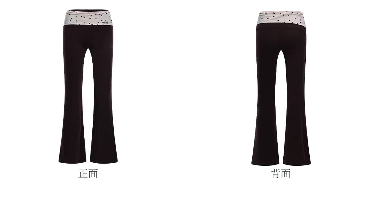 Брюки клеш с поясом в горошек детальное фото 3