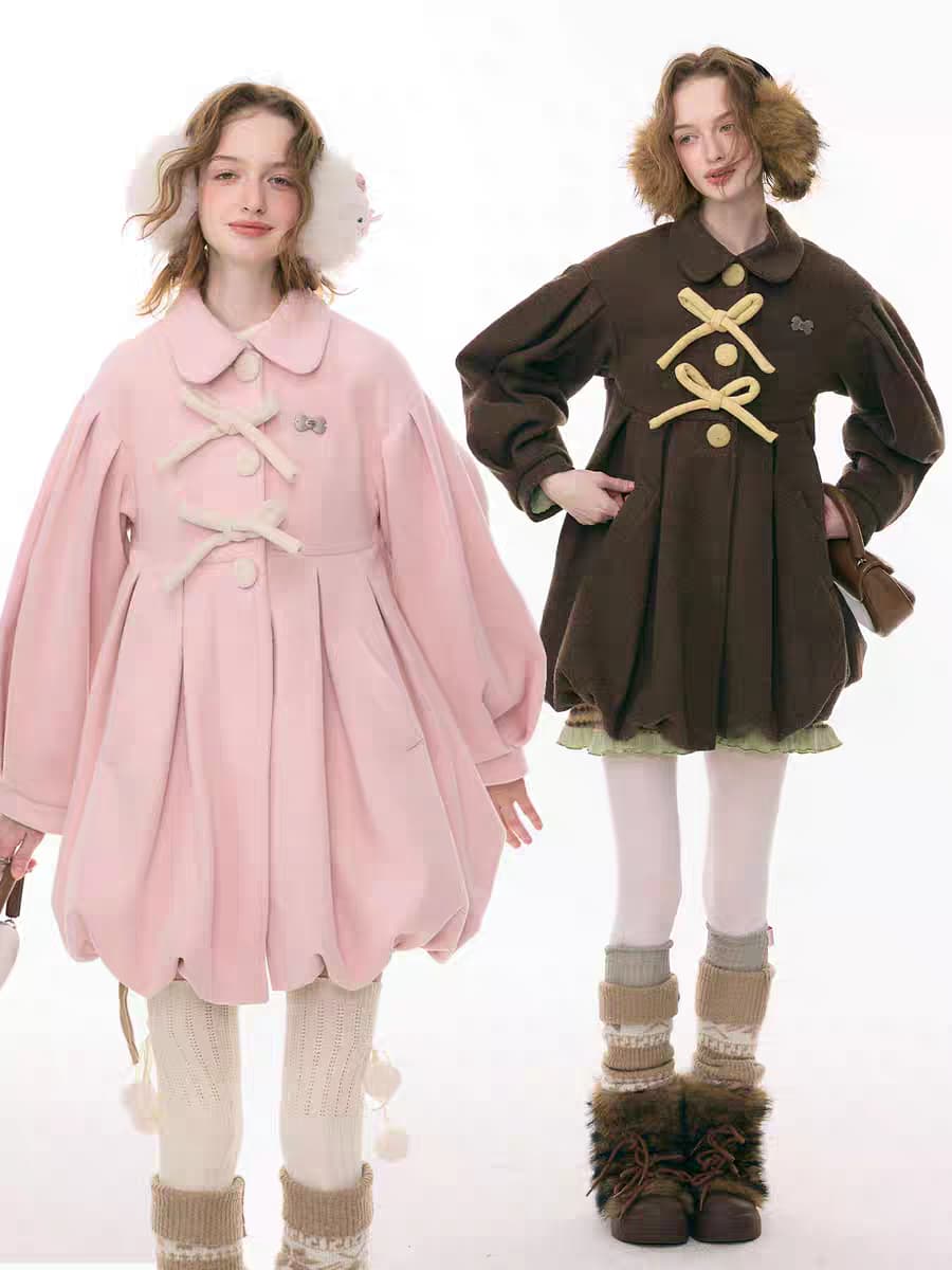 Пальто «Pong Pong Winter Gift» с воротничком и бантом