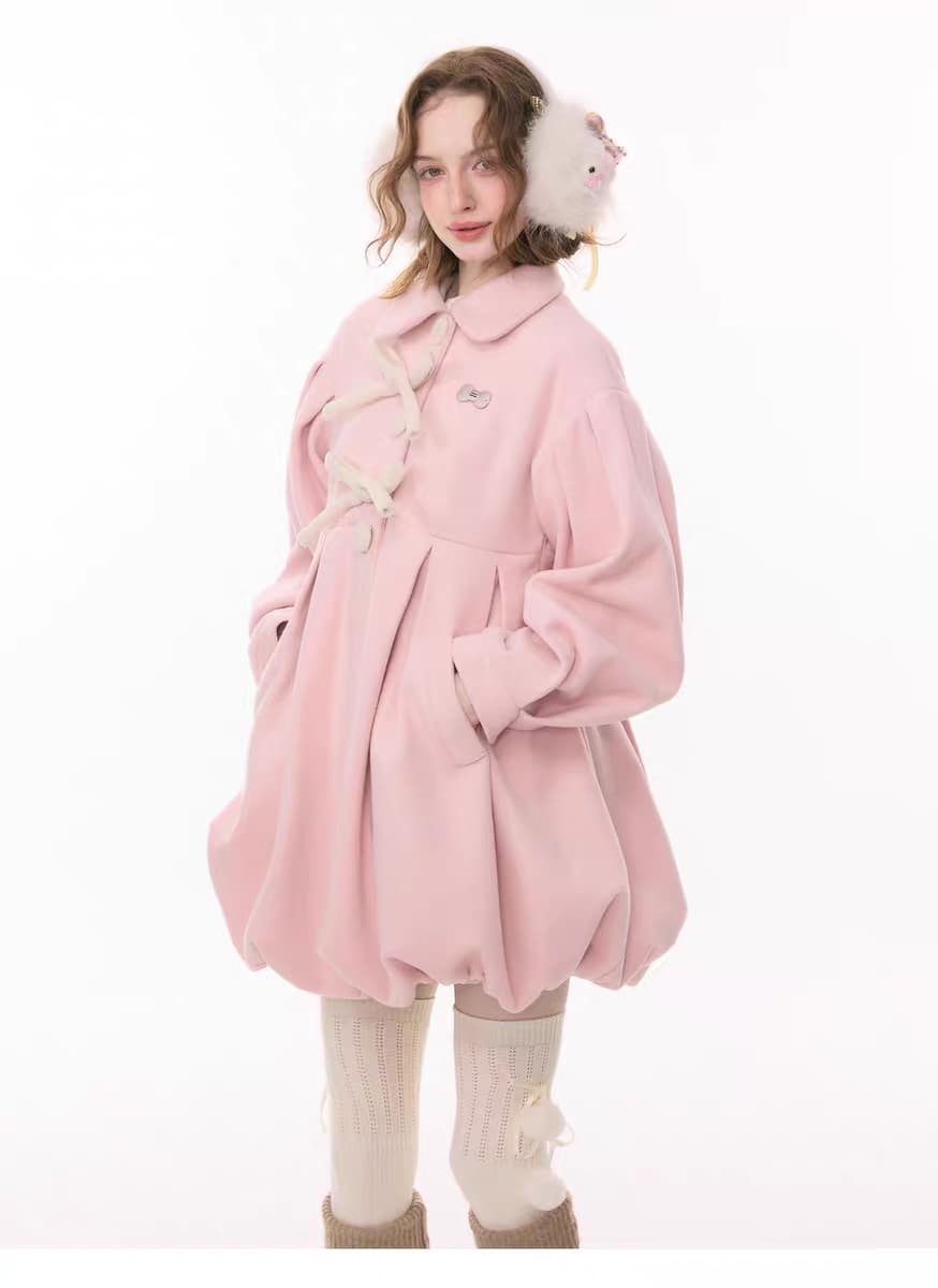 Пальто «Pong Pong Winter Gift» с воротничком и бантом детальное фото 3