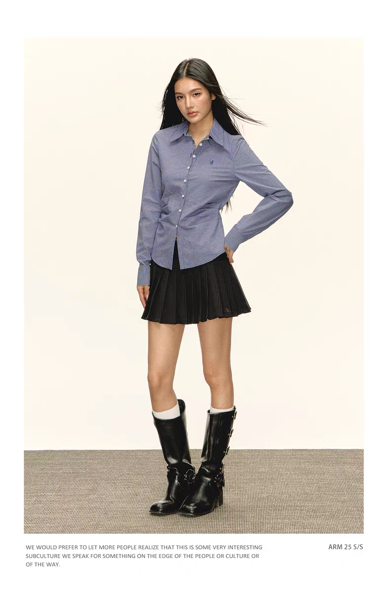 Клетчатая рубашка в винтажном стиле детальное фото 10