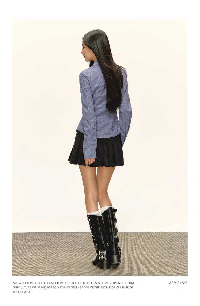 Клетчатая рубашка в винтажном стиле детальное фото 8