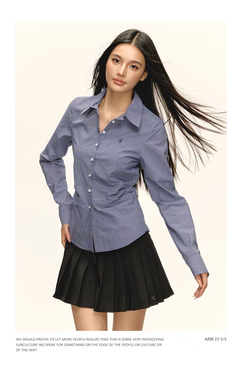 Клетчатая рубашка в винтажном стиле детальное фото 9