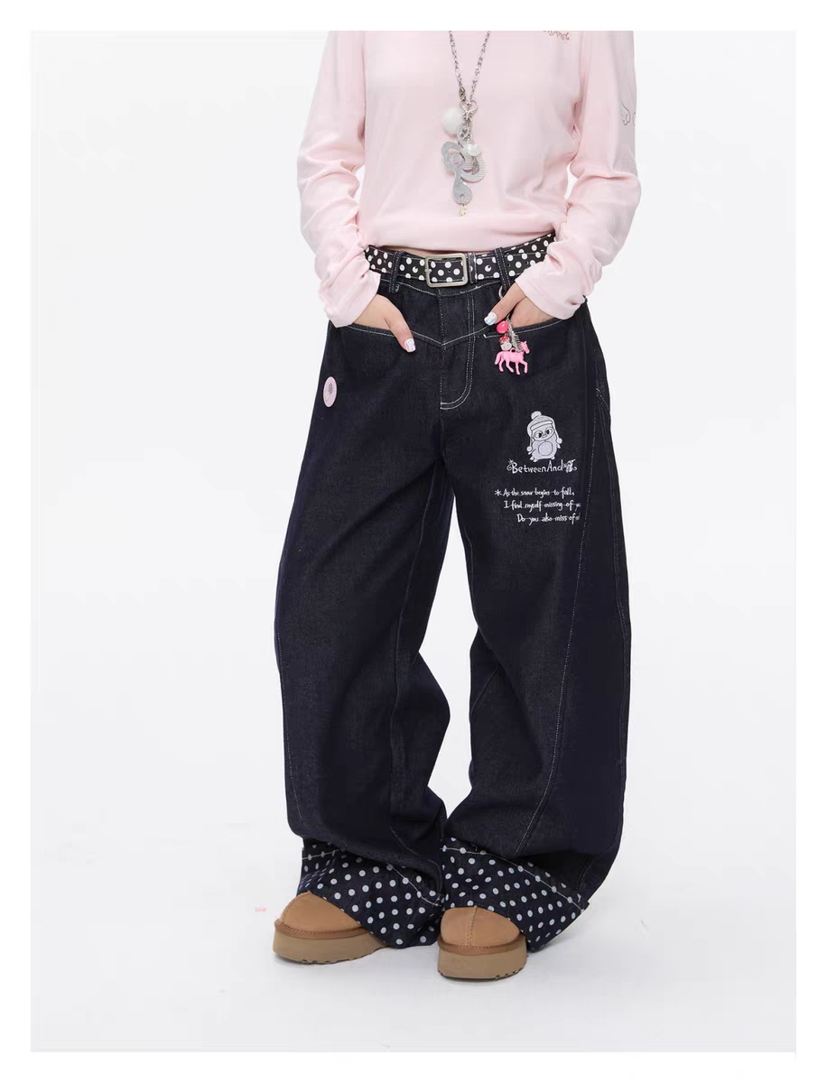 Джинсы «Снег Хоккайдо» с вышивкой пингвин детальное фото 12