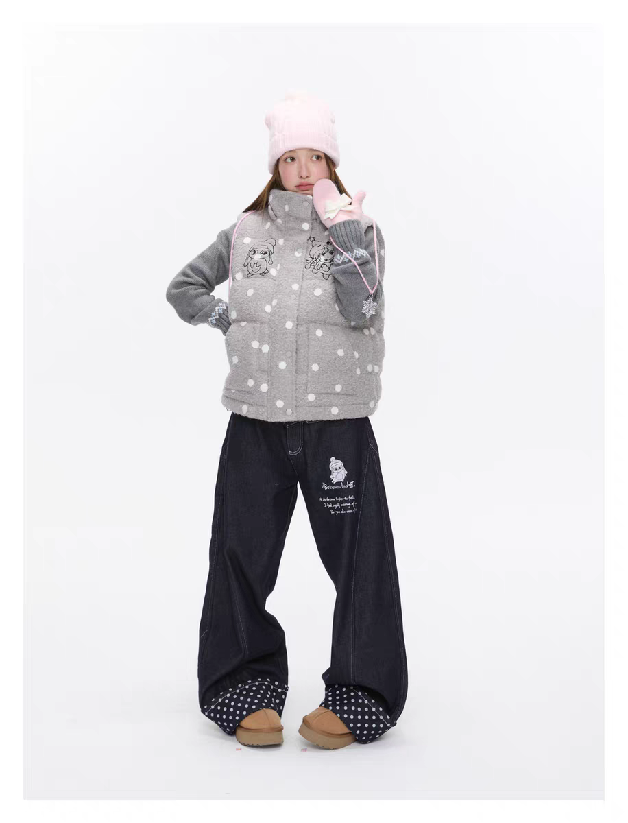 Джинсы «Снег Хоккайдо» с вышивкой пингвин детальное фото 4