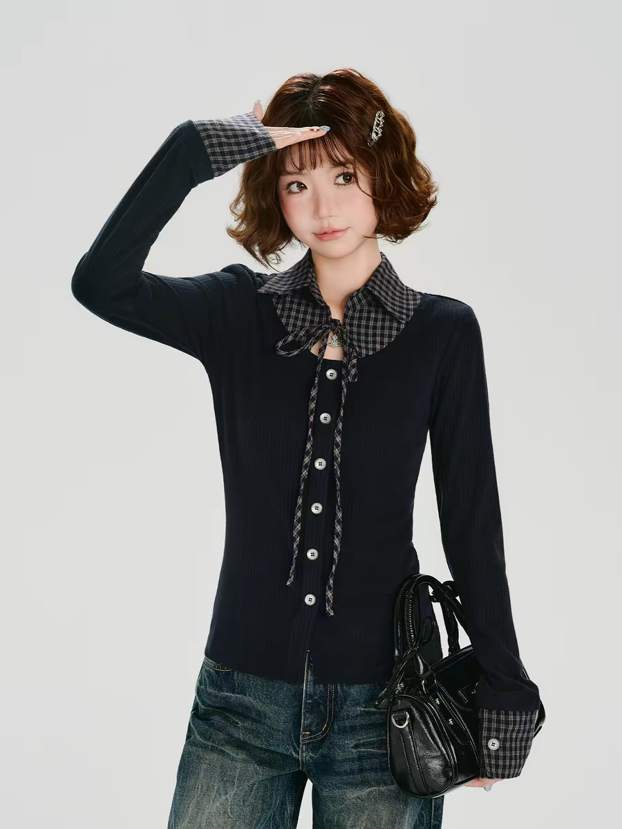 Двухслойный лонгслив-обманка