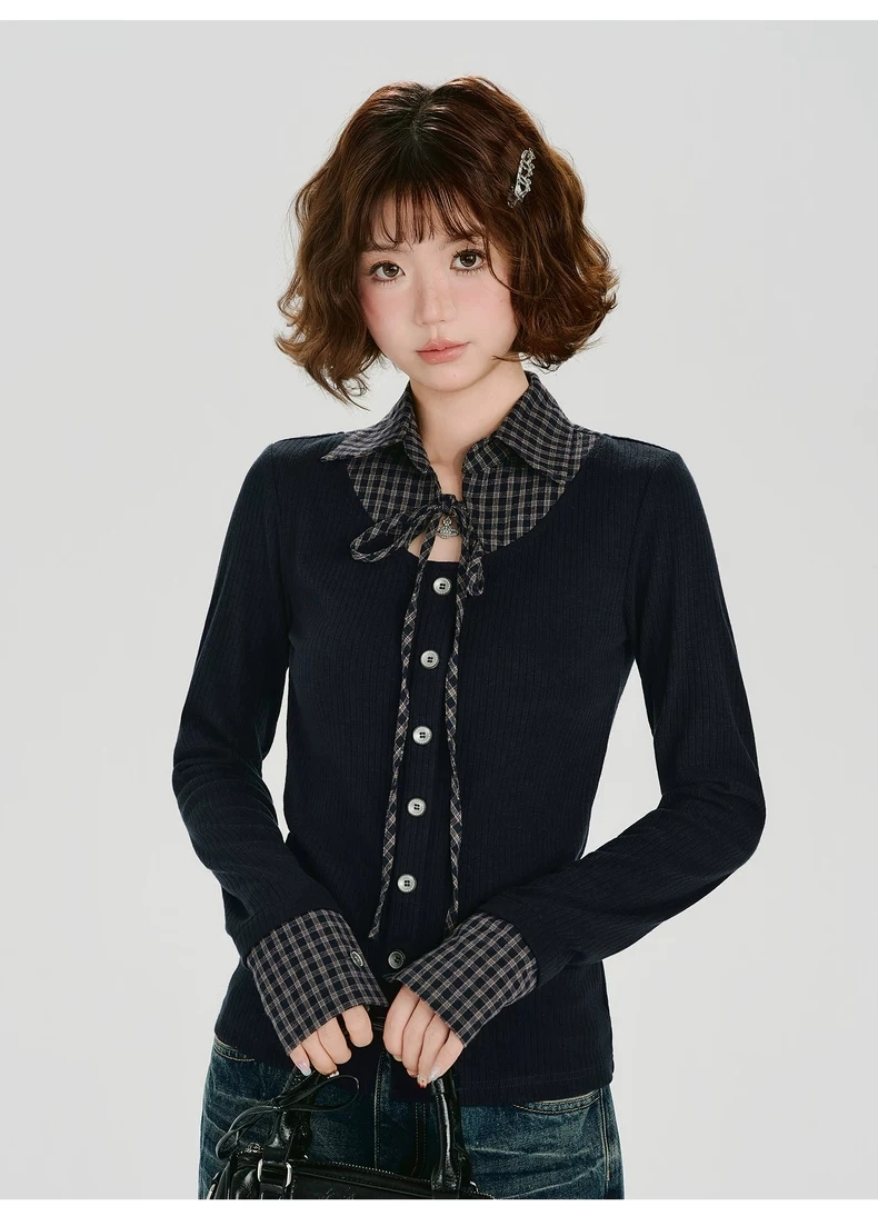 Двухслойный лонгслив-обманка детальное фото 6