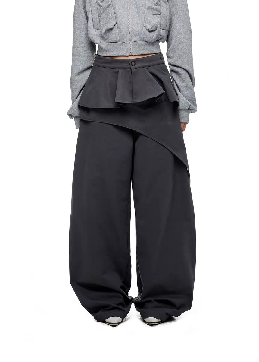 Брюки «Туманные строки» со съёмной драпировкой детальное фото 12