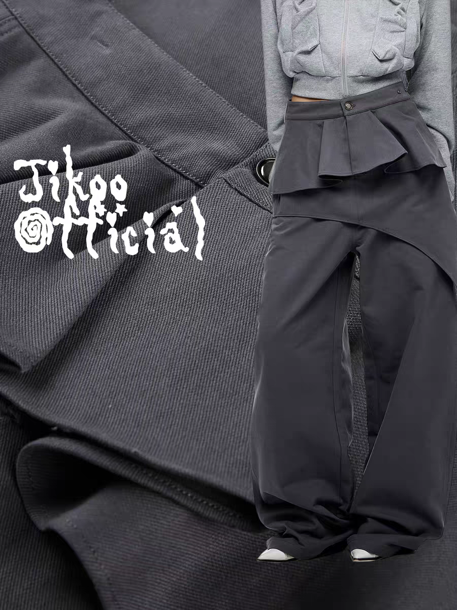 Брюки «Туманные строки» со съёмной драпировкой детальное фото 2