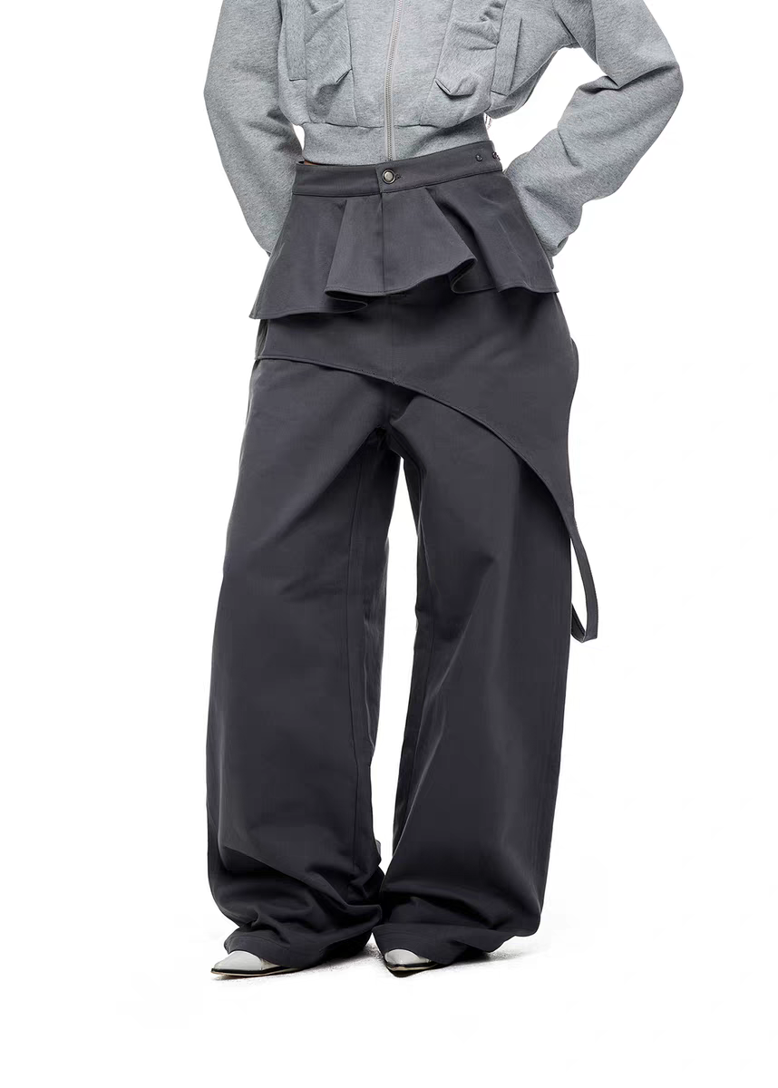 Брюки «Туманные строки» со съёмной драпировкой детальное фото 8