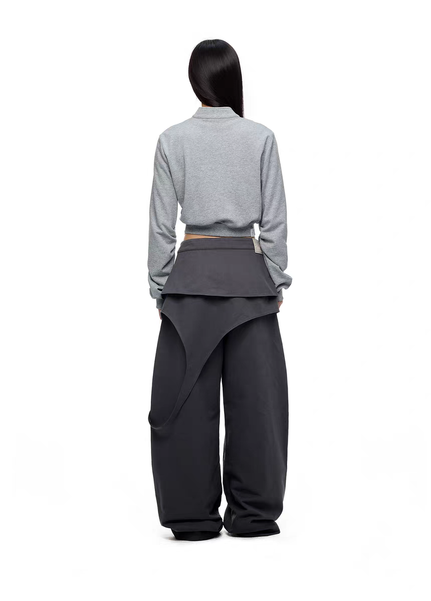 Серая короткая худи «Клыки зверя» детальное фото 12