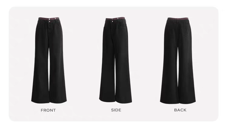 Чёрные брюки в клетку с отворотами детальное фото 7