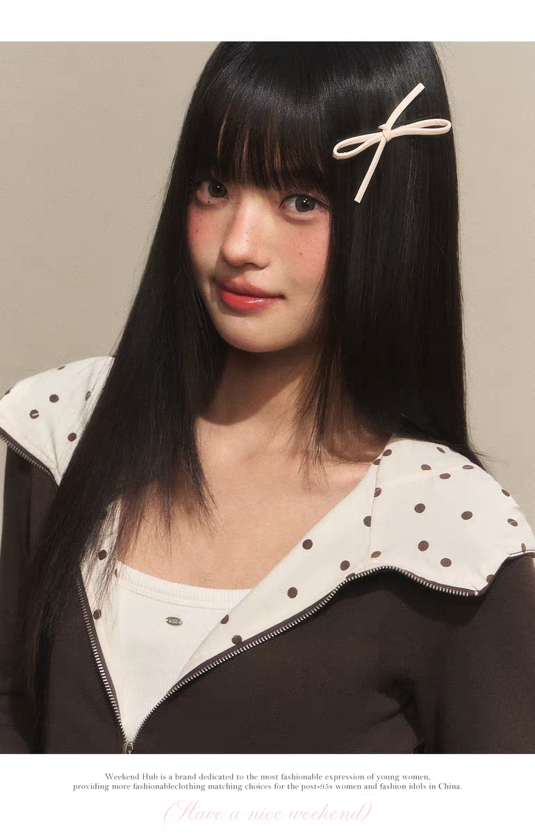 Зип-худи с капюшоном в горошек детальное фото 11