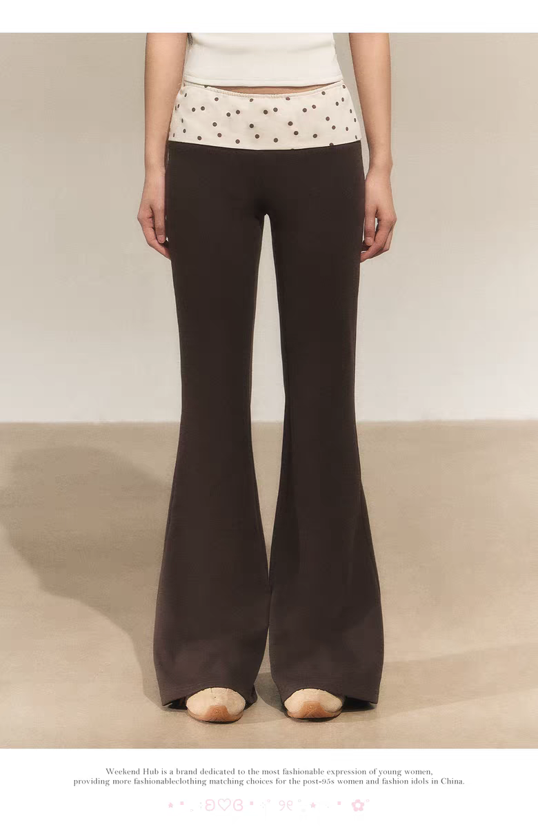 Брюки клеш с поясом в горошек детальное фото 10