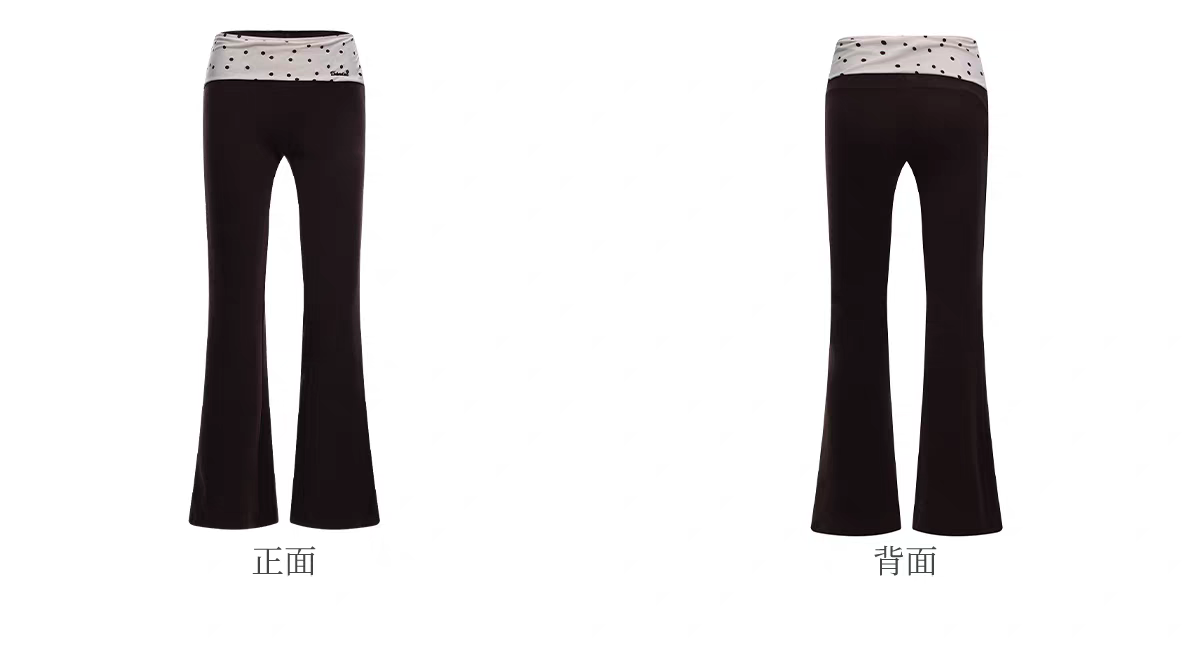 Брюки клеш с поясом в горошек детальное фото 3