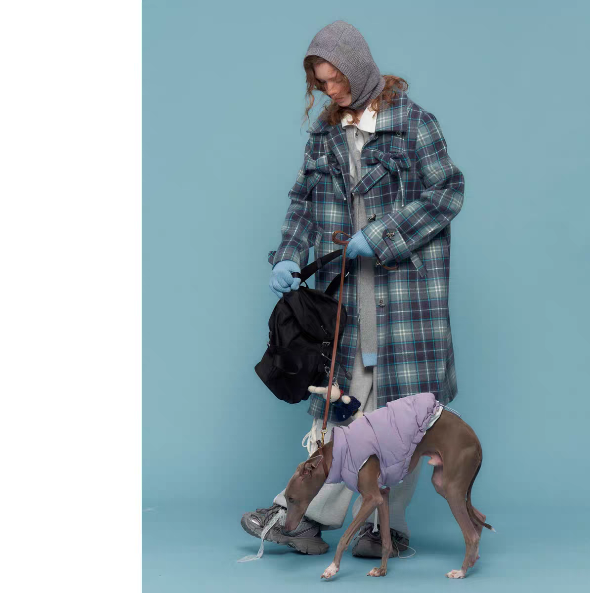 Пальто с бантом в клетку детальное фото 11