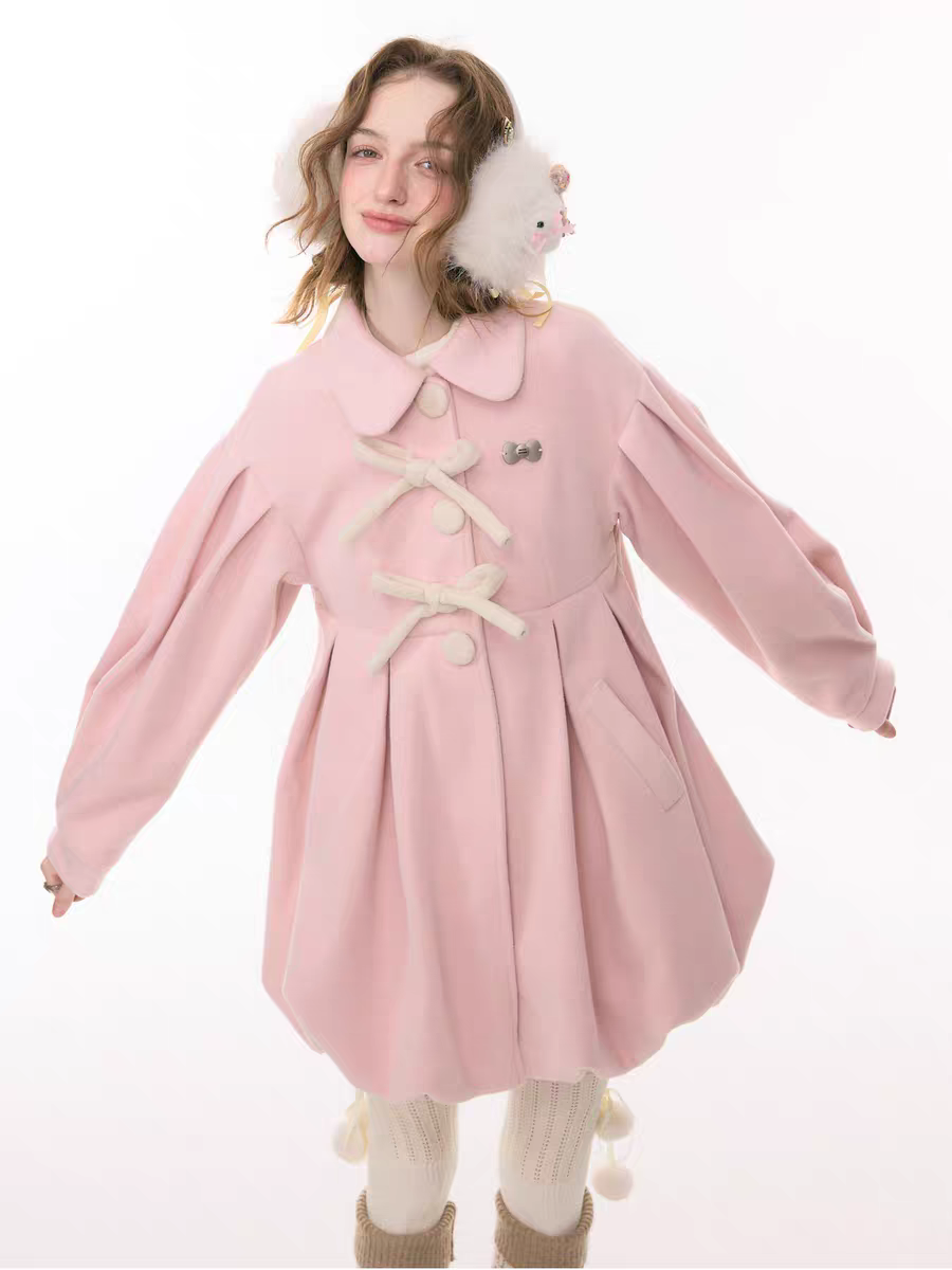 Пальто «Pong Pong Winter Gift» с воротничком и бантом детальное фото 5