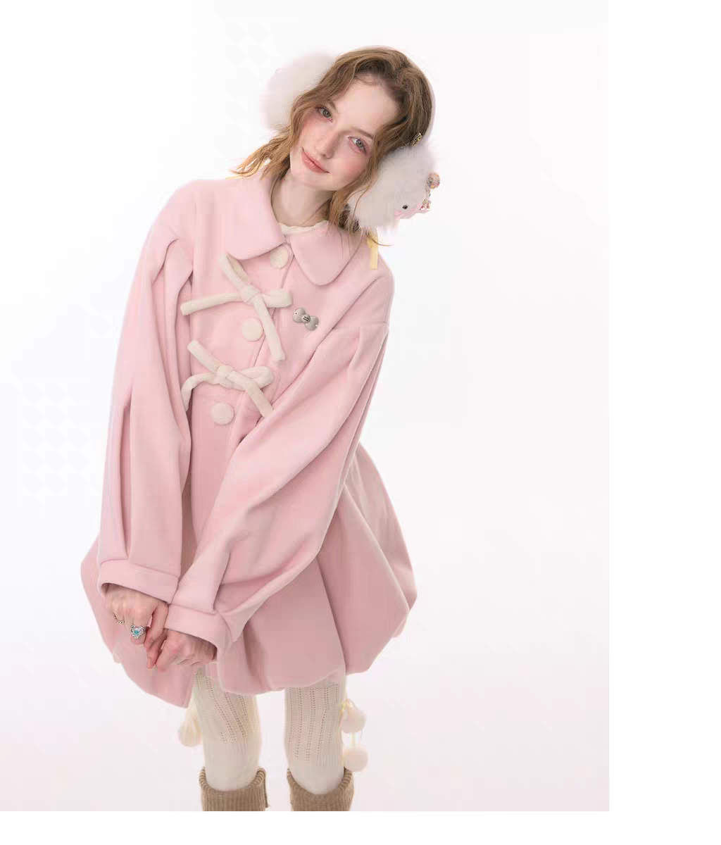 Пальто «Pong Pong Winter Gift» с воротничком и бантом детальное фото 6