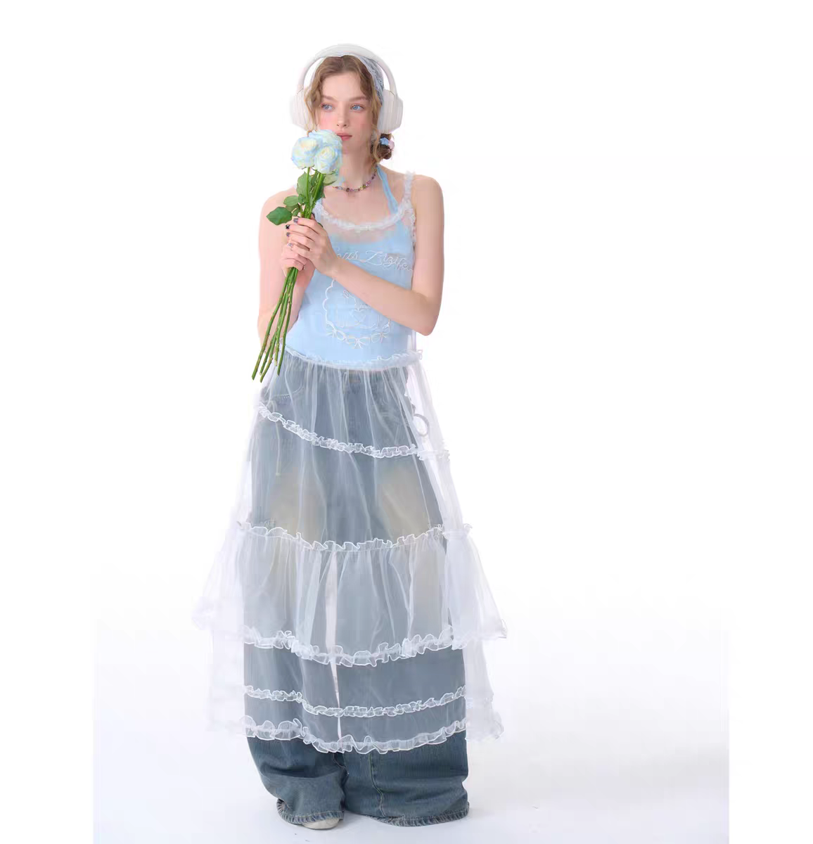 Джинсы карго с бантом и высокой талией детальное фото 13